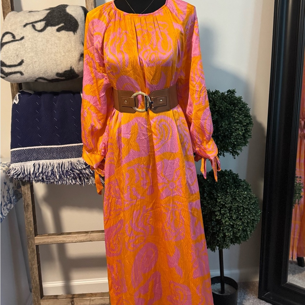 Rodebjer Vibrant Orange and Pink Women's Dress